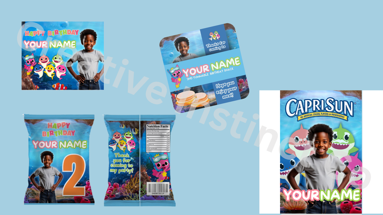 Baby Shark Party Templates Full Kit (CANVA REQUIRED)
